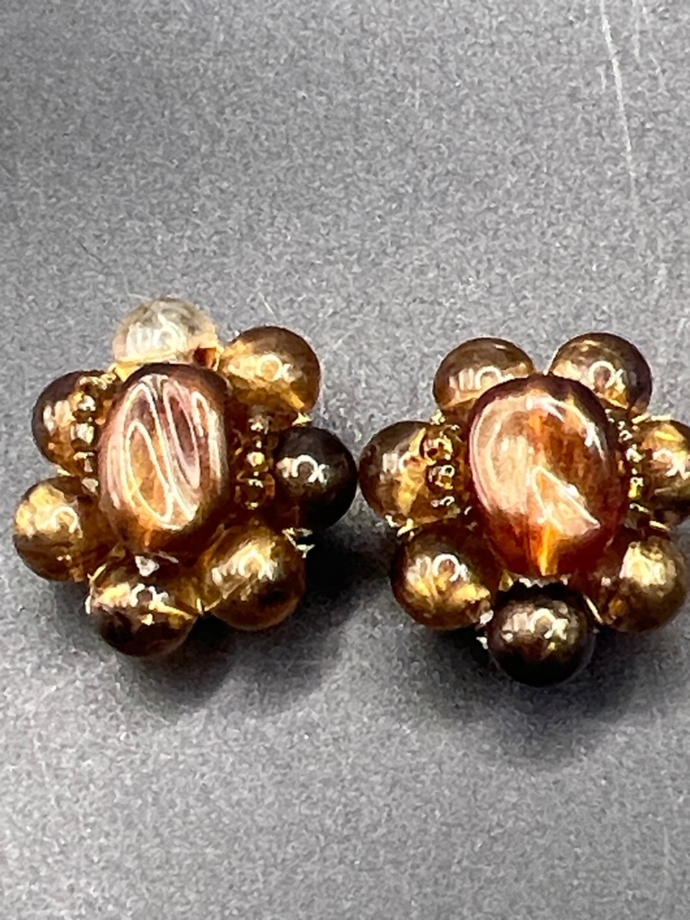 Vintage Austria Cluster Clip-On Earrings